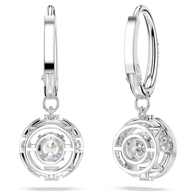 Swarovski Sparkling Dance drop earrings Round cut, White, Rhodium plated