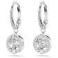 Swarovski Sparkling Dance drop earrings Round cut, White, Rhodium plated