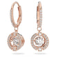 Swarovski Sparkling Dance drop earrings Round cut, White, Rose gold-tone plated
