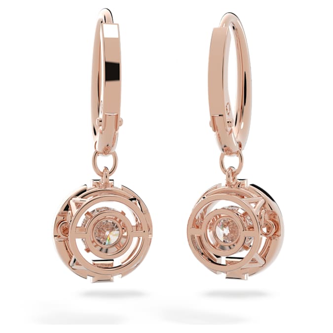 Swarovski Sparkling Dance drop earrings Round cut, White, Rose gold-tone plated