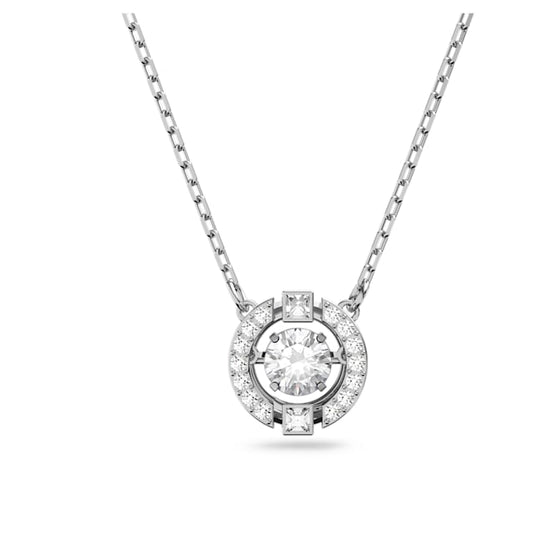 Imber Y necklace Round cut, White, Gold-tone plated