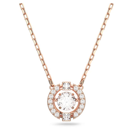 Swarovski Sparkling Dance necklace Round cut, White, Rose gold-tone plated