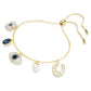 Symbolica bracelet Crystal pearl, Clover, evil eye and horseshoe, Blue, Gold-tone plated