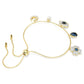 Symbolica bracelet Crystal pearl, Clover, evil eye and horseshoe, Blue, Gold-tone plated