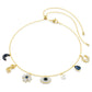 Symbolica choker Crystal pearl, Moon, infinity, clover, evil eye and horseshoe, Blue, Gold-tone plated