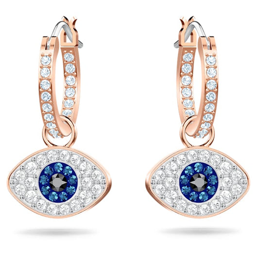 Symbolica hoop earrings Evil eye, Blue, Rose gold-tone plated