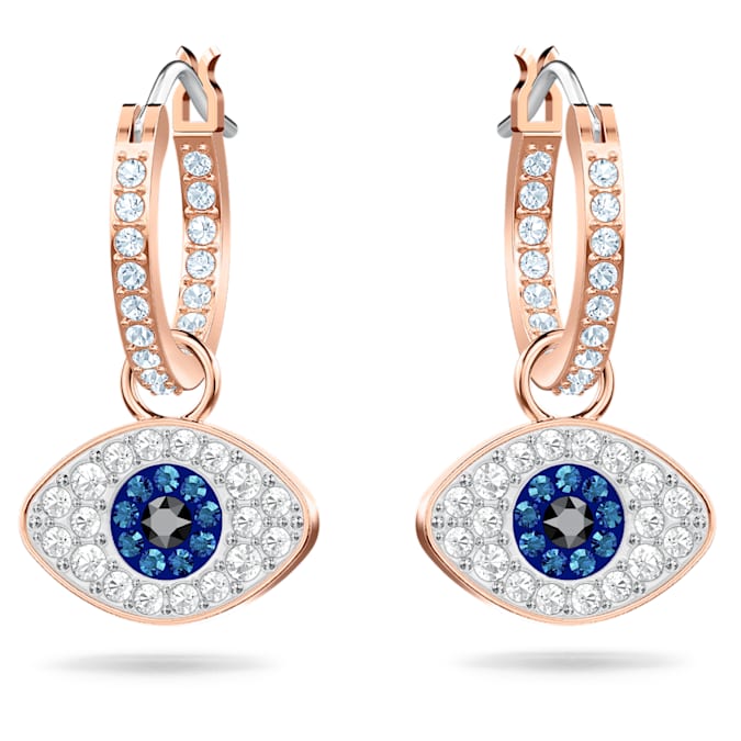 Symbolica hoop earrings Evil eye, Blue, Rose gold-tone plated
