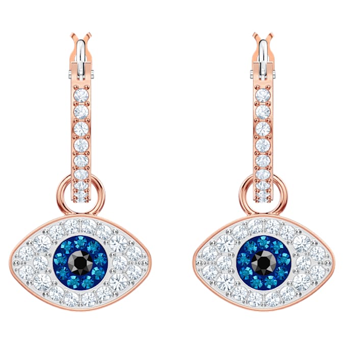 Symbolica hoop earrings Evil eye, Blue, Rose gold-tone plated