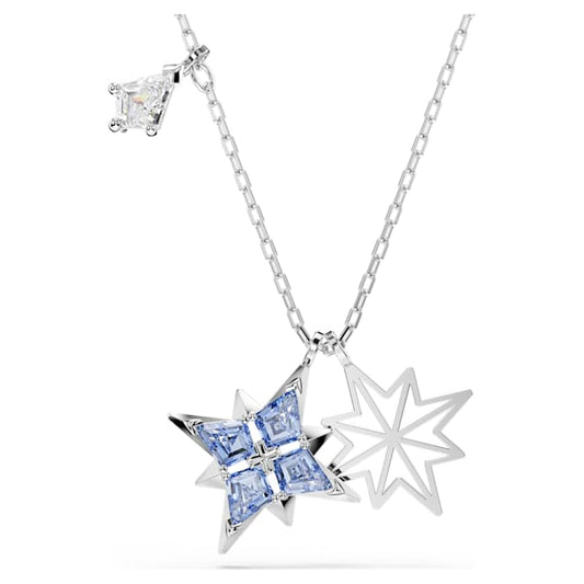 Symbolica pendant Star, Blue, Rhodium plated