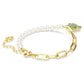 Teddy bracelet Crystal pearl, Bear, Green, Gold-tone plated