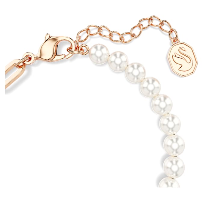Teddy bracelet Crystal pearl, Bear, Pink, Rose gold-tone plated