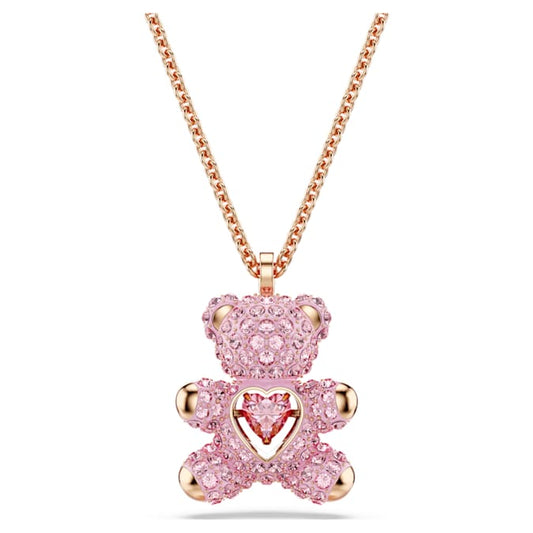 Teddy pendant Bear, Pink, Rose gold-tone plated