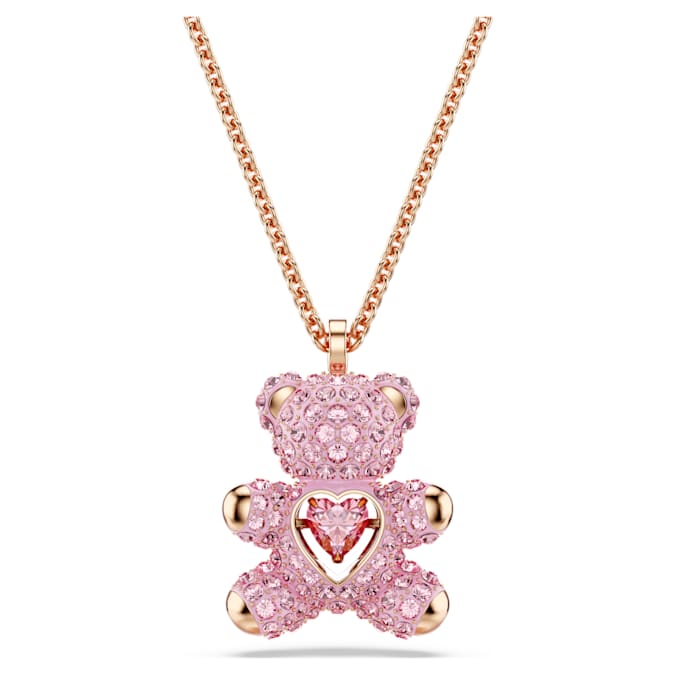 Teddy pendant Bear, Pink, Rose gold-tone plated