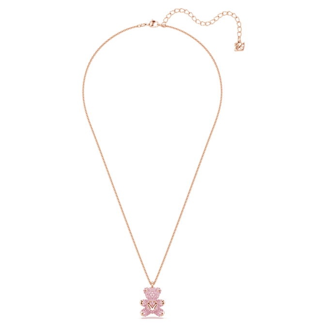 Teddy pendant Bear, Pink, Rose gold-tone plated