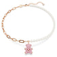 Teddy pendant Crystal pearl, Bear, Pink, Rose gold-tone plated