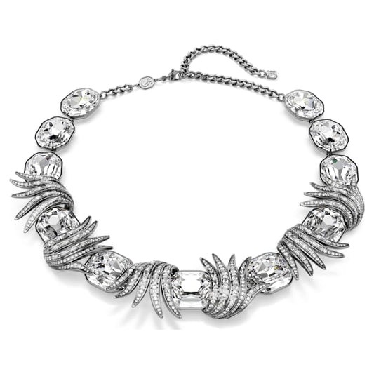 The Vienna Collection necklace Feather, White, Ruthenium plated