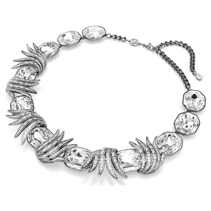 The Vienna Collection necklace Feather, White, Ruthenium plated