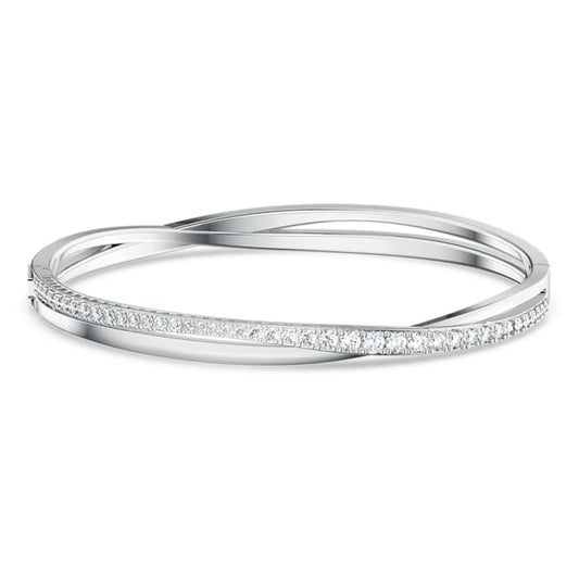 Twist bangle White, Rhodium plated