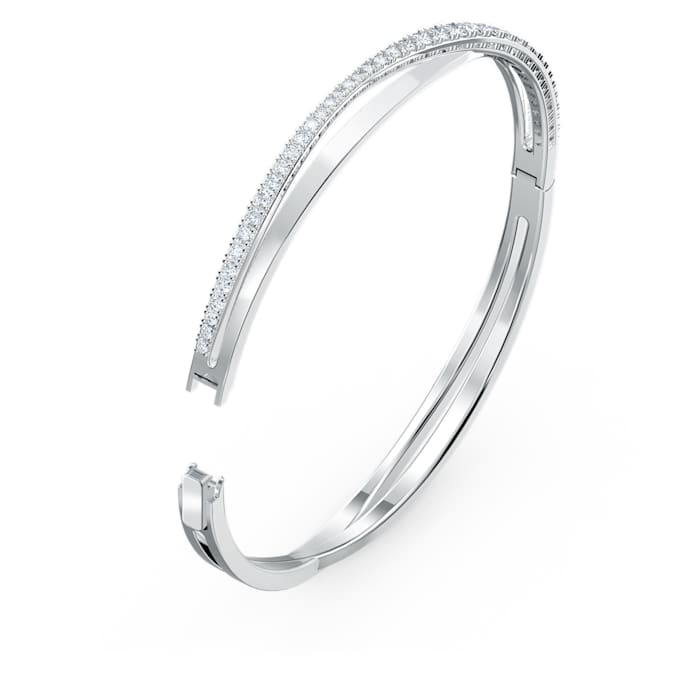 Twist bangle White, Rhodium plated