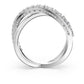 Twist ring Round cut, White, Rhodium plated