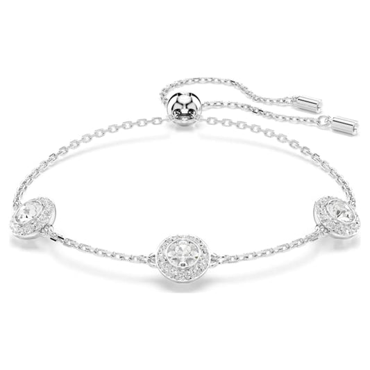 Una Angelic bracelet Round cut, Double sided motifs, White, Rhodium plated