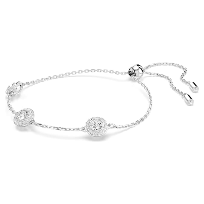Una Angelic bracelet Round cut, Double sided motifs, White, Rhodium plated