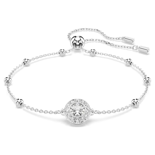 Una Angelic bracelet Round cut, White, Rhodium plated