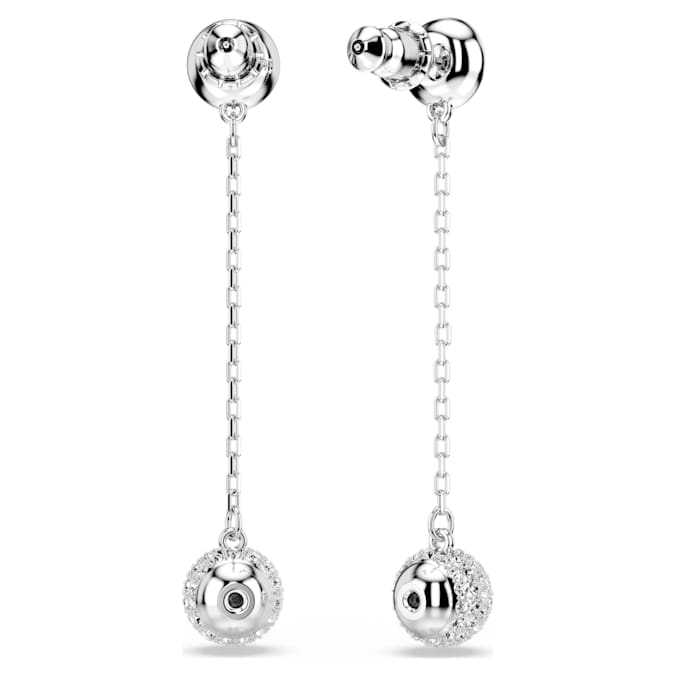 Una Angelic drop earrings Round cut, White, Rhodium plated