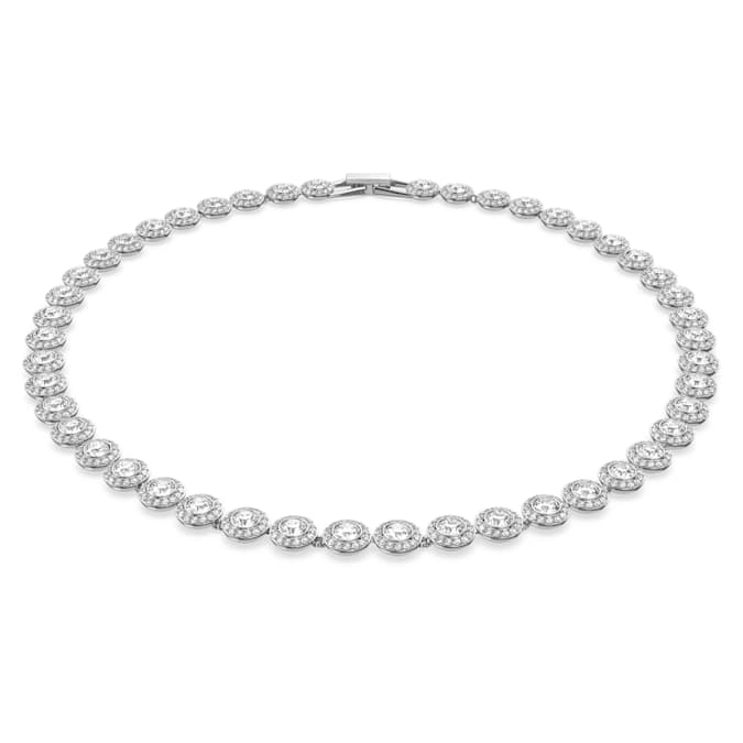 Una Angelic necklace Round cut, Medium, White, Rhodium plated