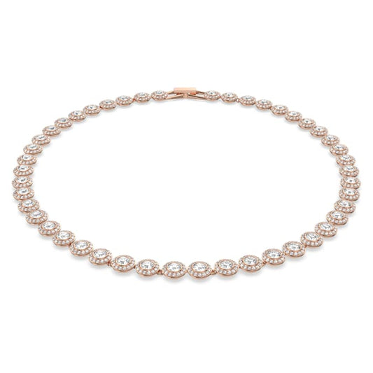 Una Angelic necklace Round cut, Medium, White, Rose gold-tone plated