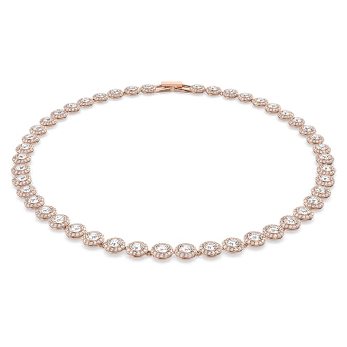 Una Angelic necklace Round cut, Medium, White, Rose gold-tone plated