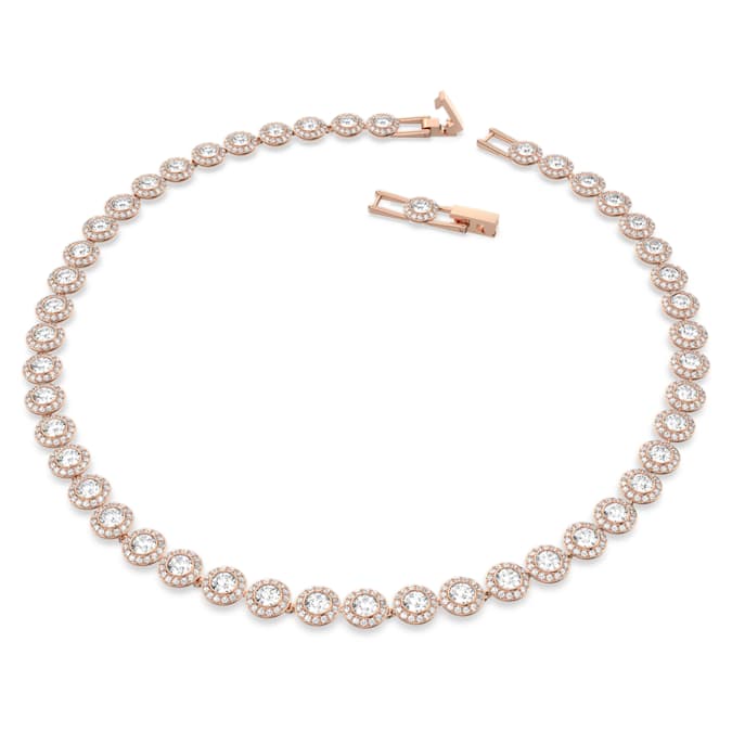 Una Angelic necklace Round cut, Medium, White, Rose gold-tone plated