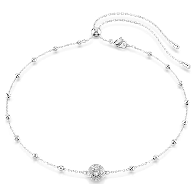 Una Angelic pendant Round cut, Double sided motifs, White, Rhodium plated