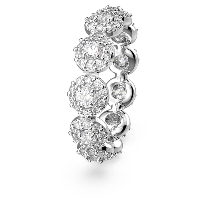 Una Angelic ring Round cut, White, Rhodium plated