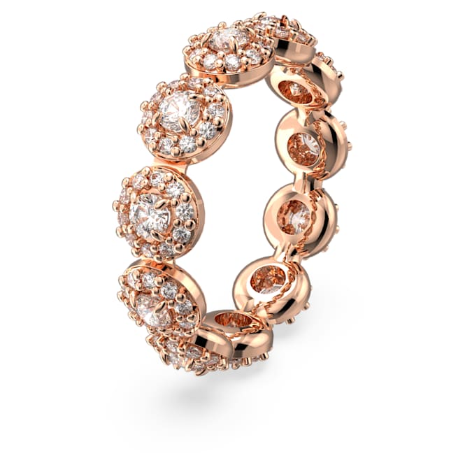 Una Angelic ring Round cut, White, Rose gold-tone plated