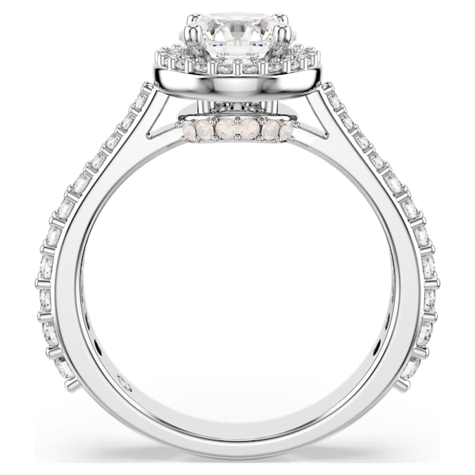 Una Angelic ring Round cut, White, Silver-tone finish