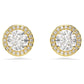 Una Angelic stud earrings Round cut, Gold tone, Gold-tone plated