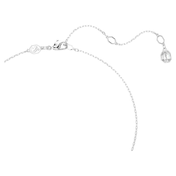 Una Angelic Y pendant Round cut, White, Rhodium plated