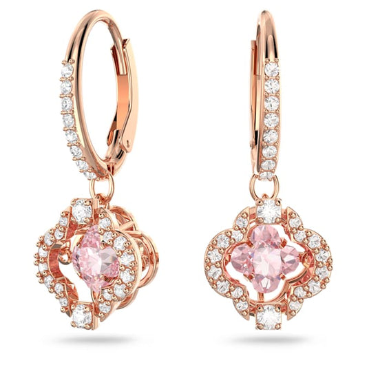 Una drop earrings Clover, Pink, Rose gold-tone plated