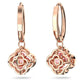 Una drop earrings Clover, Pink, Rose gold-tone plated