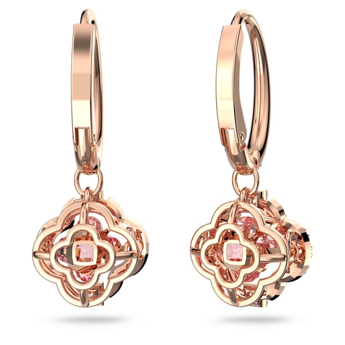 Una drop earrings Clover, Pink, Rose gold-tone plated
