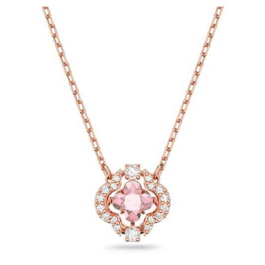 Una necklace Clover, Pink, Rose gold-tone plated