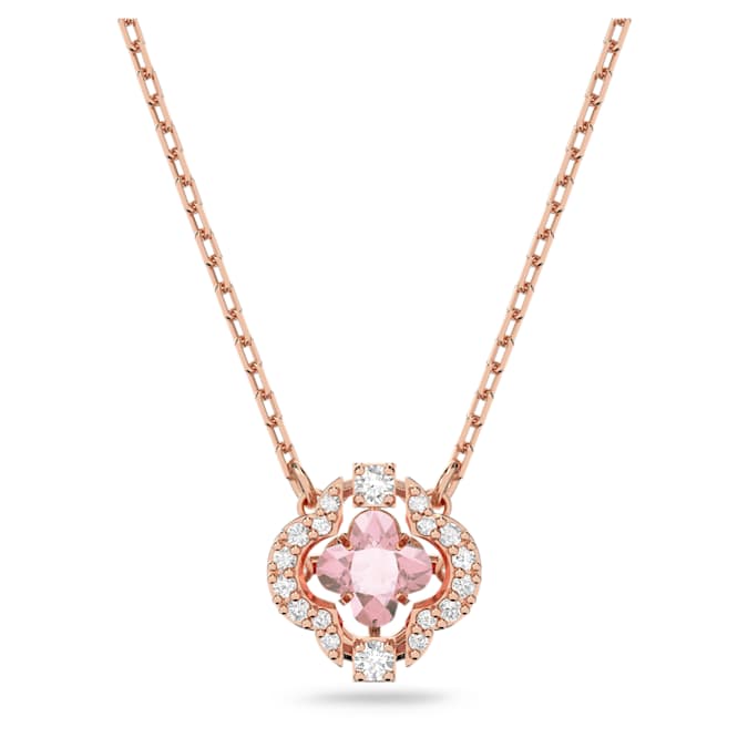Una necklace Clover, Pink, Rose gold-tone plated