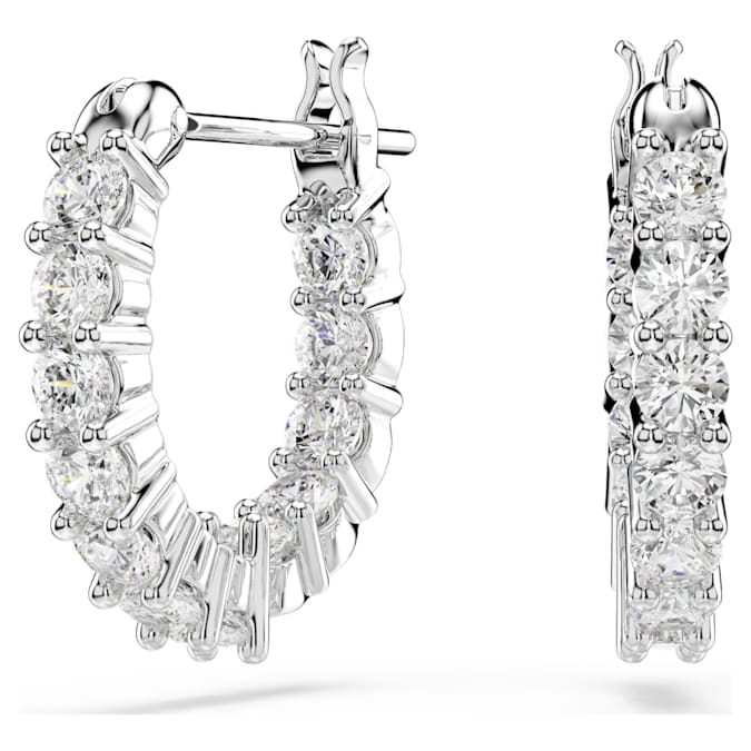 Vittore hoop earrings Round cut, White, Rhodium plated