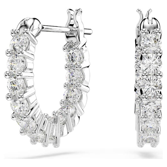 Vittore hoop earrings Round cut, White, Rhodium plated
