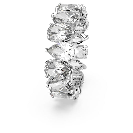 Vittore ring Drop cut, White, Rhodium plated