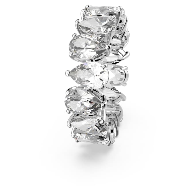 Vittore ring Drop cut, White, Rhodium plated