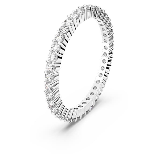 Vittore ring Round cut, White, Silver-tone finish