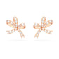 Volta stud earrings Bow, Small, White, Rose gold-tone plated
