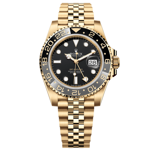 Rolex GMT-Master II 40mm Black Dial Yellow Gold Jubilee Bracelet 126718GRNR